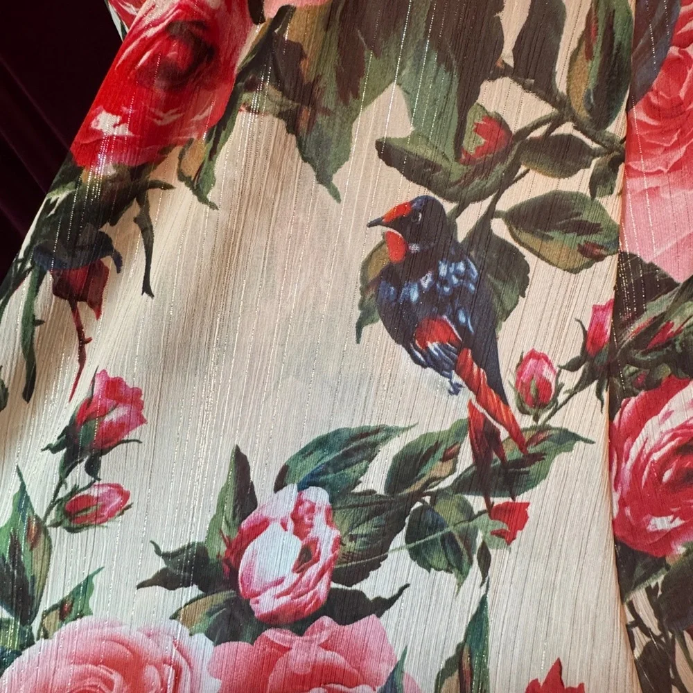 Rosebud and Sapsucker Maxi Dress with Silver Thread Detail, Small - Picture 8 of 9